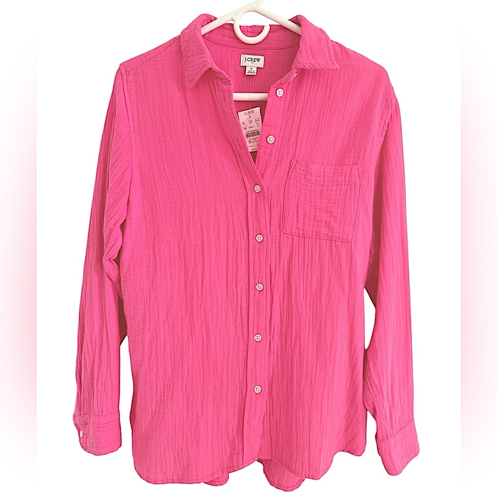 J. Crew Women’s Small Cotton Soft Gauze Button Up Shirt Wild Berry - Picture 7 of 11